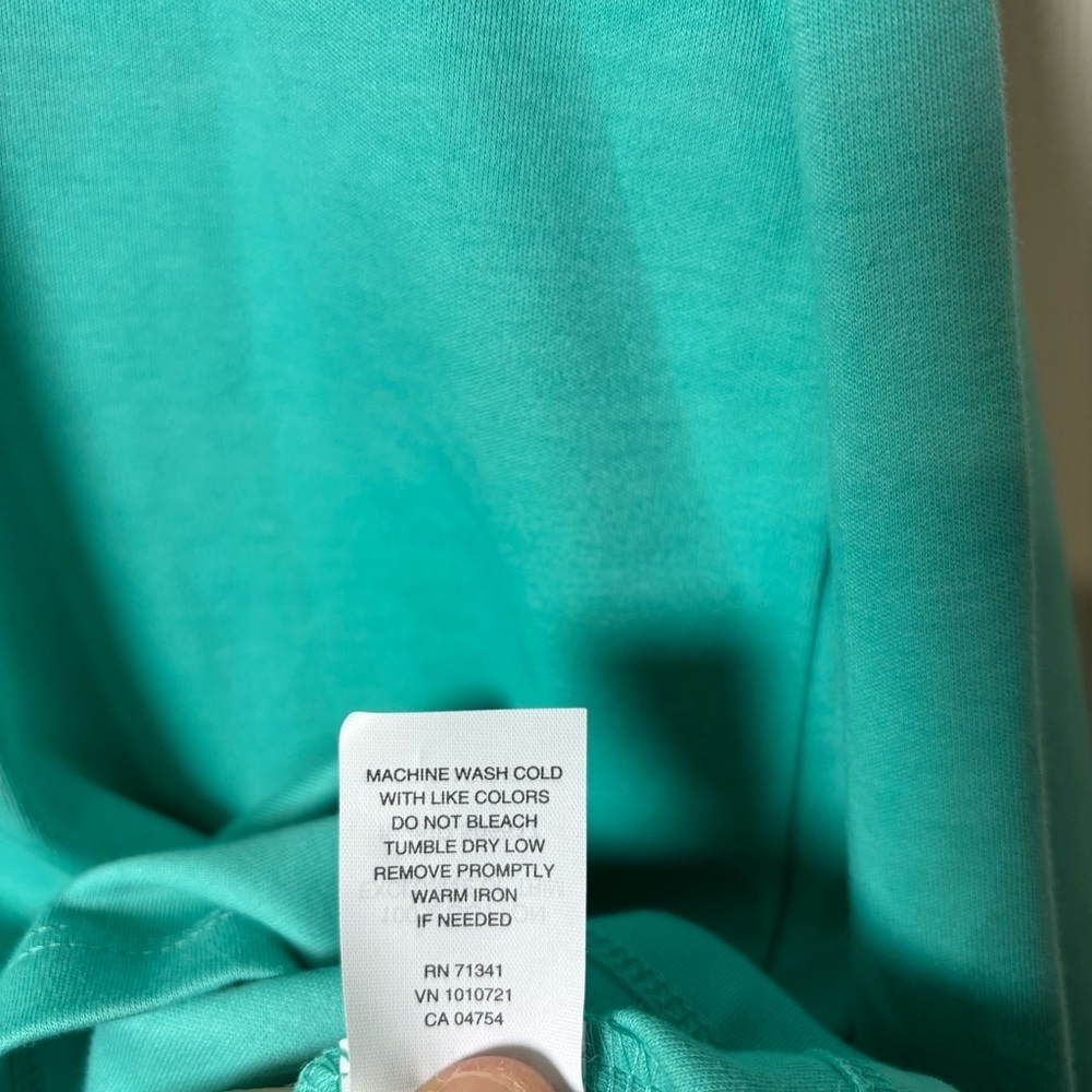 L.L.Bean Top Women's XL Petite Turquoise Blue V-Neck 3/4 Sleeve Coastal Cotton - Picture 9 of 9